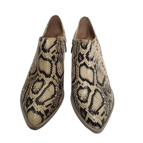 Franco Sarto L-Garcia Black & Cream Leather Snake Print Ankle Booties Si… - Picture 3 of 8